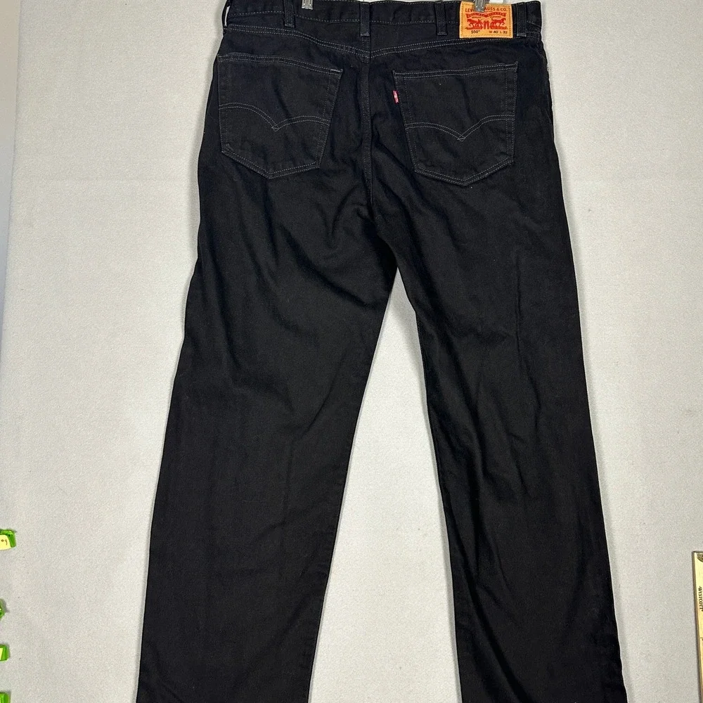 Levis 550 Jeans Mens 40X32 Black Relaxed Fit Tapered Leg Dark Wash Denim Pants